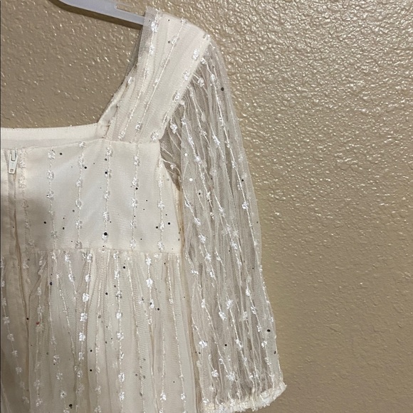 Wonder Nation Cream Kids Dress with Sheer Sleeves -size 8 - Picture 6 of 8